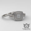Double Halo Pave 0.55ct Diamond Gold Bridal Set - 02US52